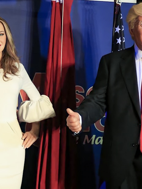 Wax figures of Donald Trump and Melania Trump at Wax Museum Madrid.