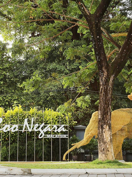 Zoo Negara entrance with elephant sculptures, Malaysia.