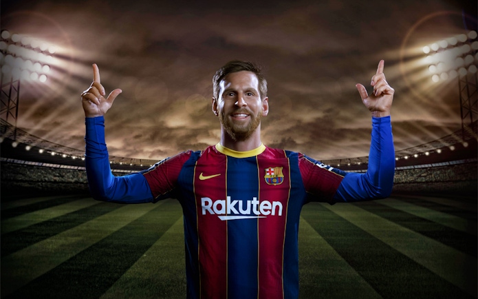 Wax figure of a soccer player in Barcelona jersey at Wax Museum Barcelona.