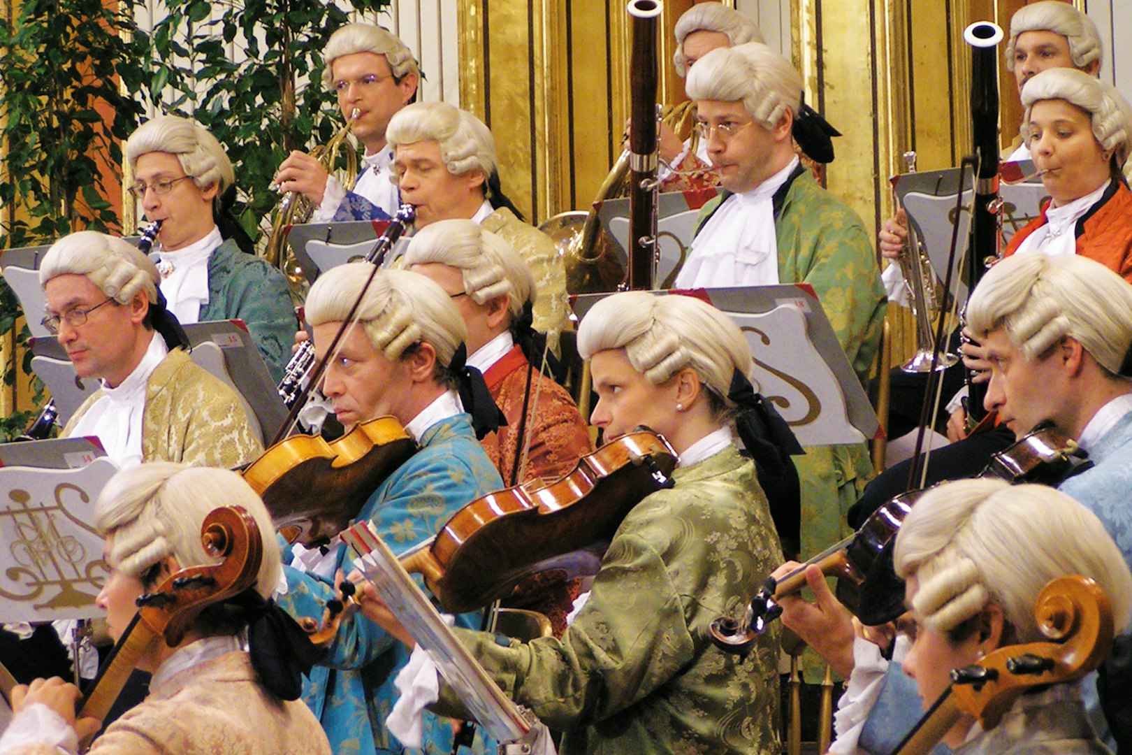 Orchestra in period costumes performing at Wiener Musikverein.