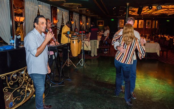 Live band performing as guests dance on the 5-Star Luxury Nile Maxim Dinner Cruise.