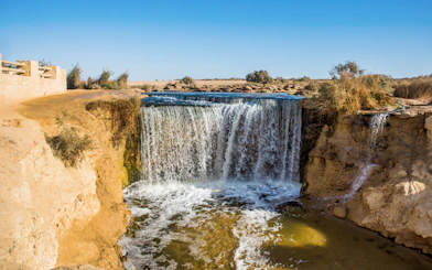 Waterfall in the desert landscape near Cairo, part of the 4x4 Desert Safari tour.