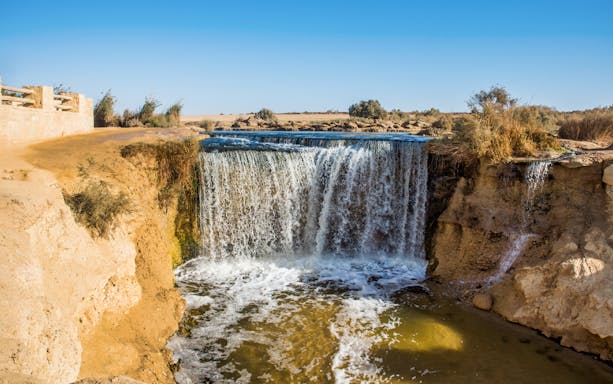 Waterfall in the desert landscape near Cairo, part of the 4x4 Desert Safari tour.