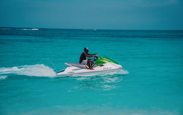 Jet ski ride on the Red Sea during a full-day trip from Cairo.