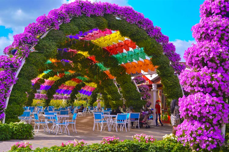 Dubai Miracle garden cafe covered in flower and decoration