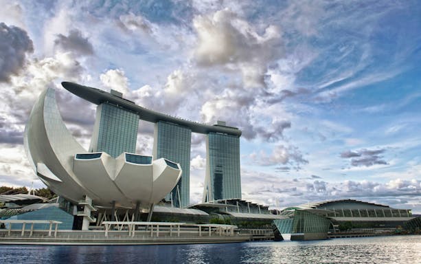 ArtScience Museum in Singapore with Marina Bay Sands in the background.