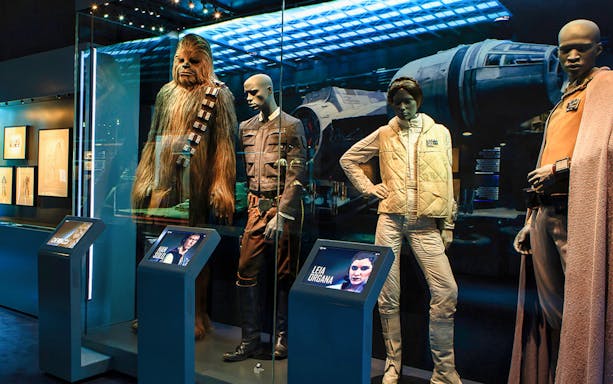 Star Wars costumes and displays at Art Science Museum exhibition.