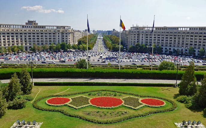 Bucharest's Palace of the Parliament view, Romania History Tour on Communism.