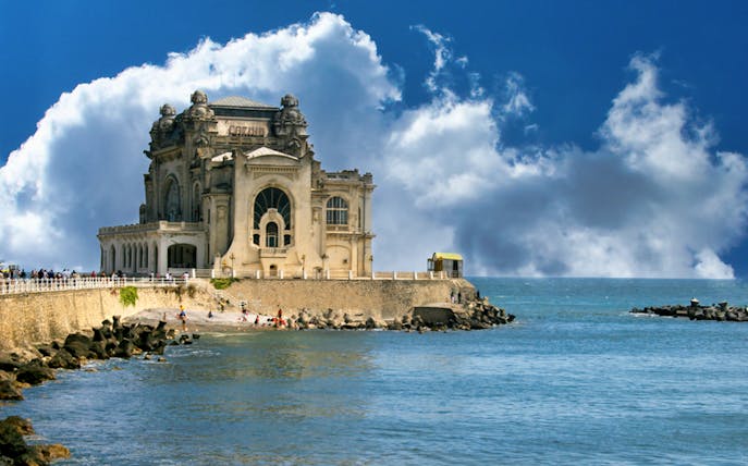 Constanța Casino by the Black Sea on a sightseeing tour.