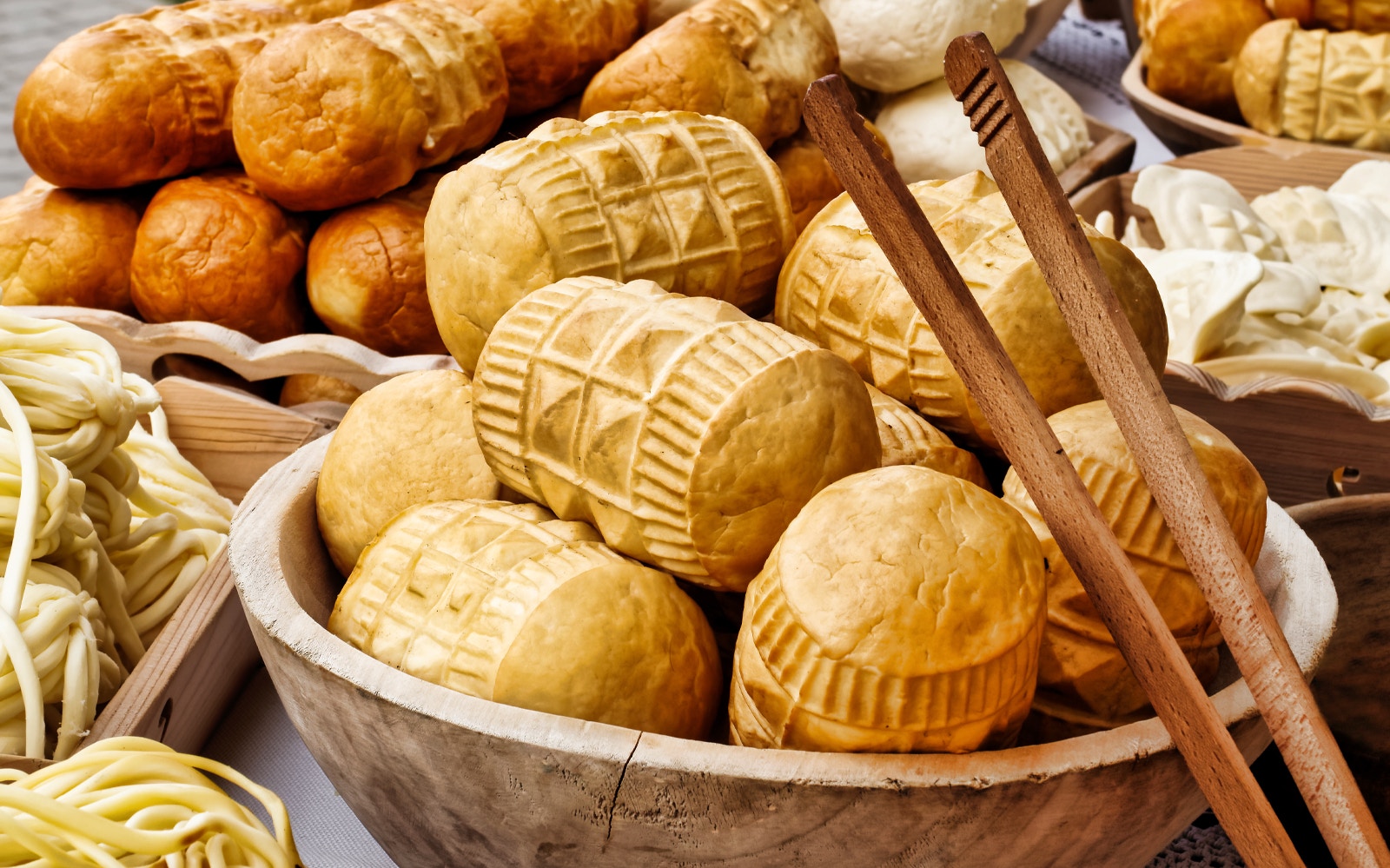 Highlander cheese selection at Koscielisko market in Zakopane.