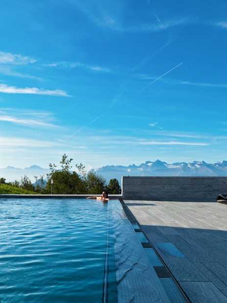 Rigi Kaltbad Mineral Baths with view of Swiss Alps, Mount Rigi Day Pass.