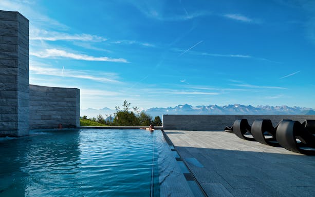 Rigi Kaltbad Mineral Baths with view of Swiss Alps, Mount Rigi Day Pass.