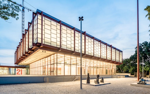 Belvedere Museum of Contemporary Art exterior with modern architecture and sculptures.