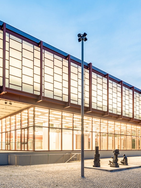 Belvedere Museum of Contemporary Art exterior with modern architecture and sculptures.