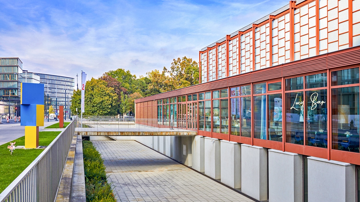 Belvedere Museum of Contemporary Art exterior with colorful sculptures, Vienna.
