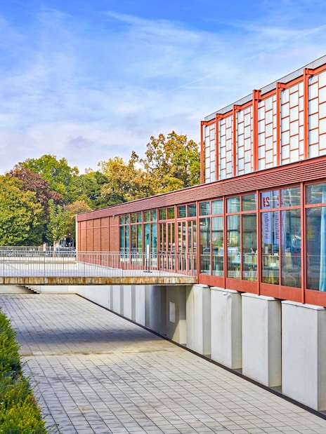 Belvedere Museum of Contemporary Art exterior with colorful sculptures, Vienna.