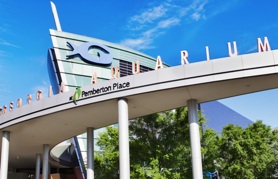 Georgia Aquarium entrance at Pemberton Place, Atlanta.