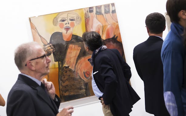 Visitors viewing modern art at Galleria Civica d'Arte Moderna e Contemporanea.