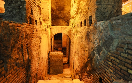 Ancient Roman ruins along Appia Antica on an e-bike guided tour.