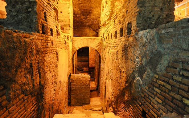 Ancient Roman ruins along Appia Antica on an e-bike guided tour.