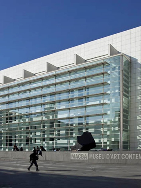 Museum of Contemporary Art of Barcelona exterior with visitors.