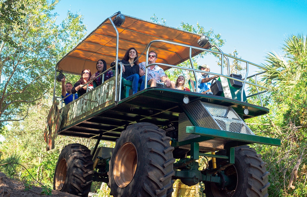 Turisti diretti a Gatorland per un'avventura in fuoristrada