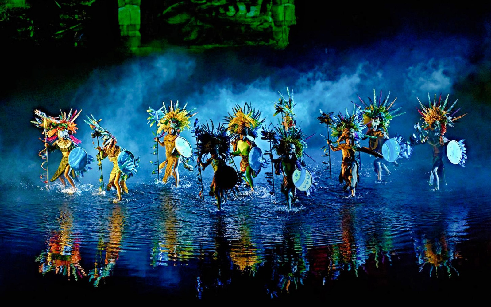 Puy du Fou España night show with performers in historical costumes, Madrid, Spain.
