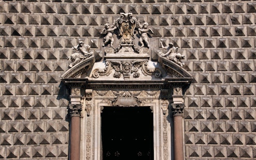 Facade of the Church of Gesù Nuovo in Naples Old Town Centre.