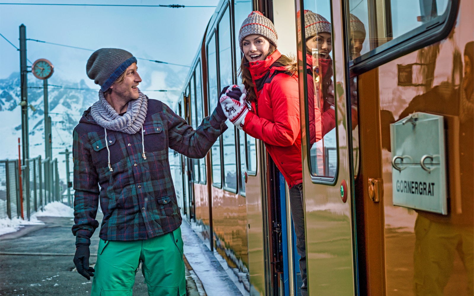 Zermatt to Gornergrat train journey with scenic mountain views.