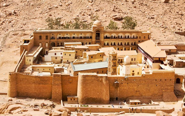 St. Catherine's Monastery in Sinai Desert, Egypt, viewed from above.