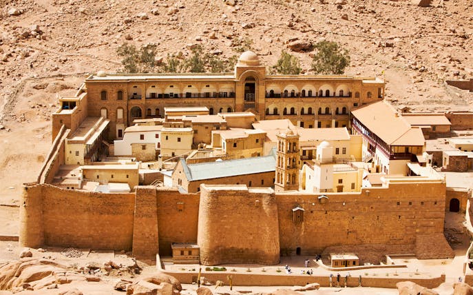 St. Catherine's Monastery in Sinai Desert, Egypt, viewed from above.