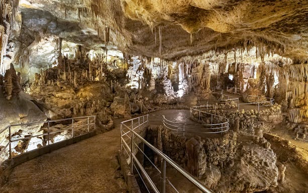 Caves of Drach interior with stalactites and stalagmites, Mallorca half-day tour.