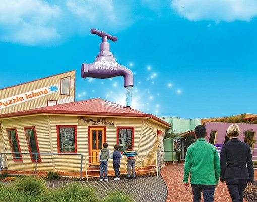 Phillip Island maze attraction with interactive puzzles and optical illusions.