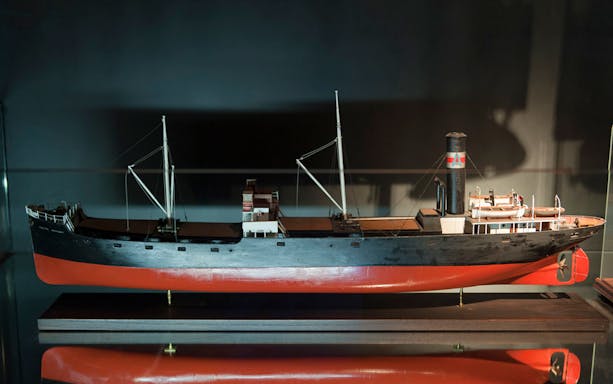 Model ship display at San Sebastián Aquarium.