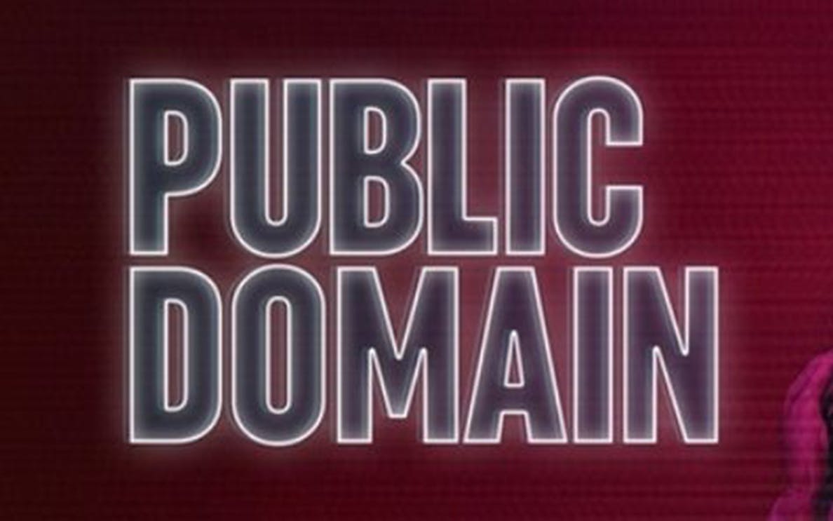 Public Domain text on a red background