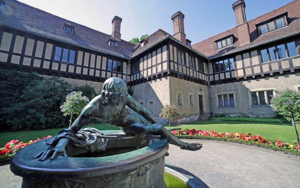 Statue in the courtyard of Cecilienhof Palace, Potsdam, on a guided tour from Berlin.