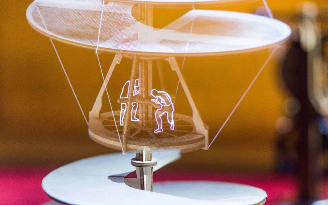 Model of Leonardo da Vinci's aerial screw at the Leonardo da Vinci Museum.