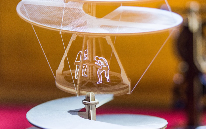 Model of Leonardo da Vinci's aerial screw at the Leonardo da Vinci Museum.