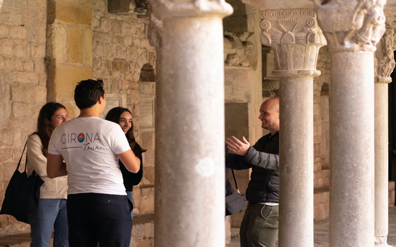 Tour group discussing inside the Cathedral of Girona.
