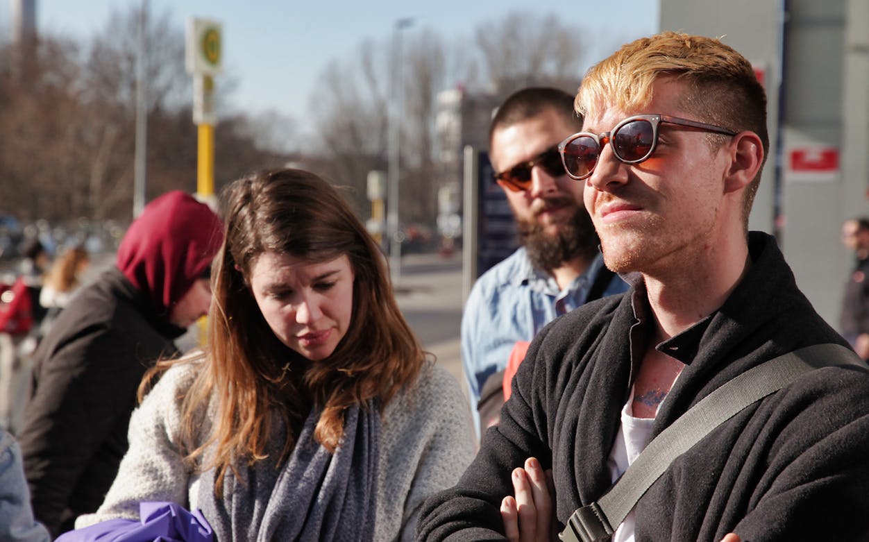 Group of people on a Queer Culture Walking Tour in Berlin.
