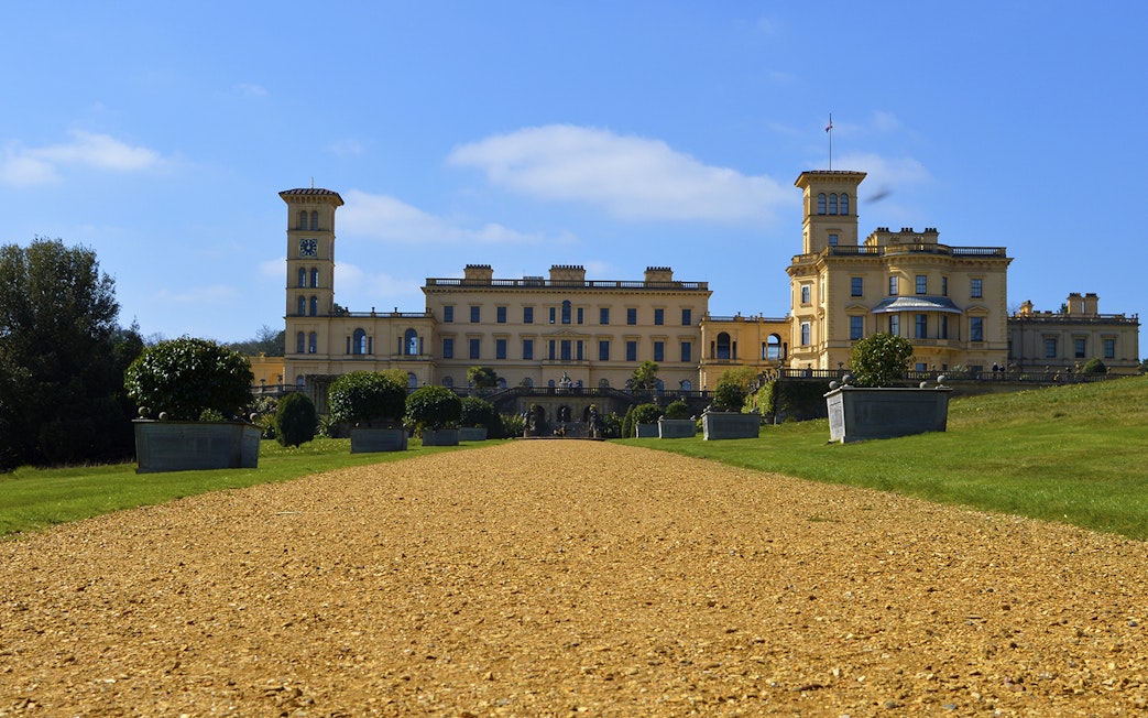 Osborne House facade with garden path, Isle of Wight.