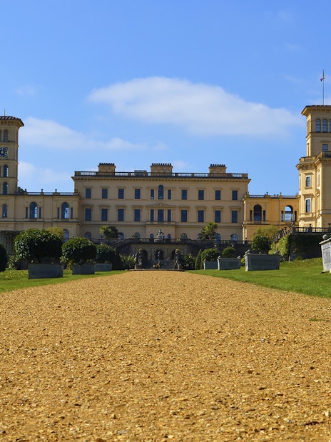 Osborne House facade with garden path, Isle of Wight.