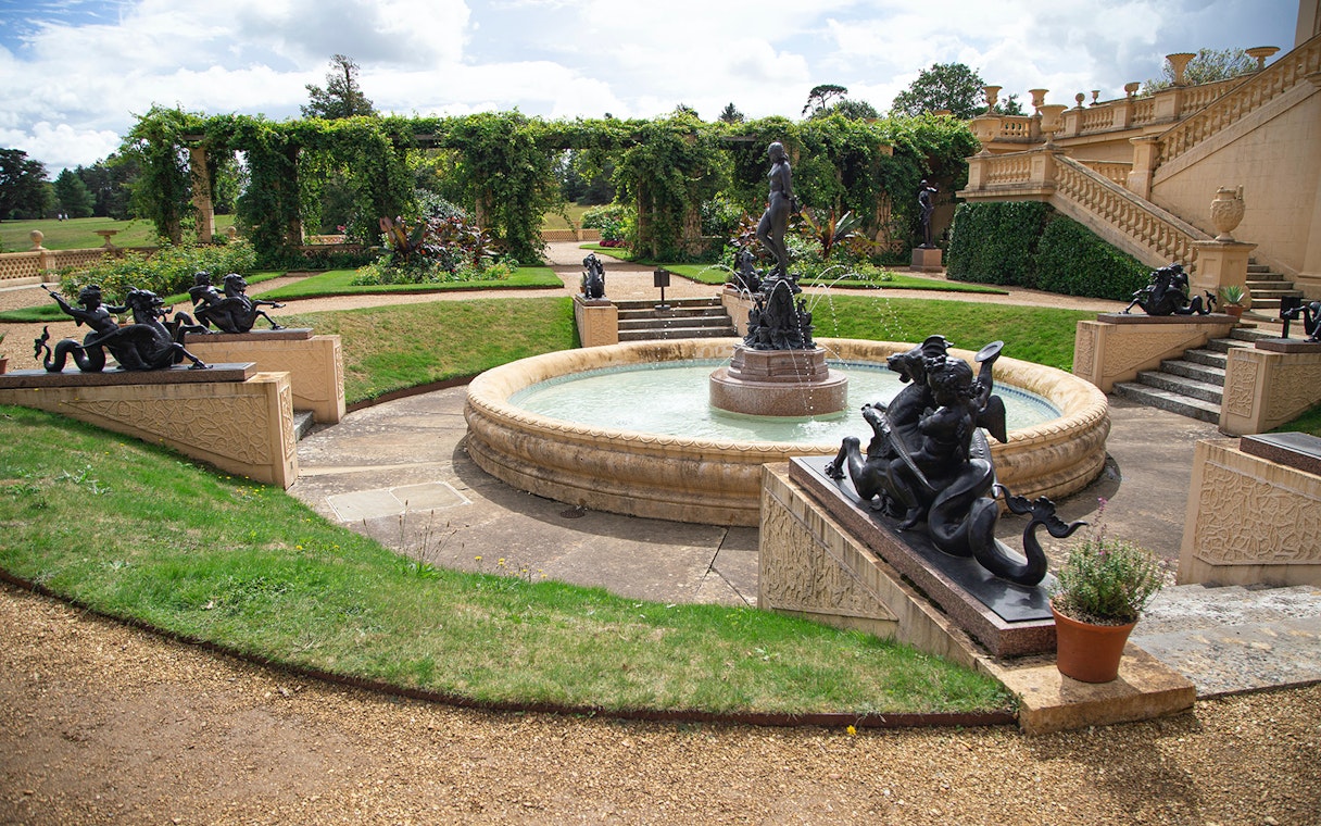 Fountain and sculptures in the garden of Osborne House, Isle of Wight.