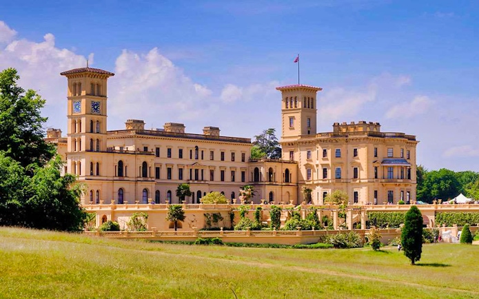 Osborne House exterior with gardens, Isle of Wight, England.