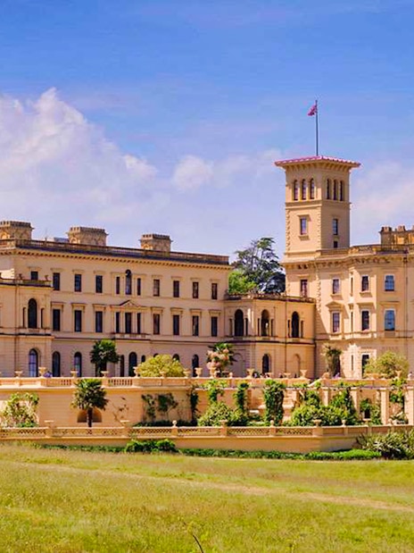 Osborne House exterior with gardens, Isle of Wight, England.