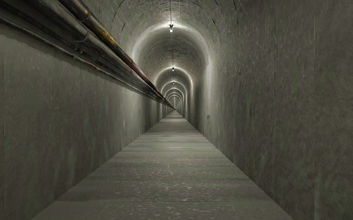 Long underground tunnel at Terezin Concentration Camp, Czech Republic.