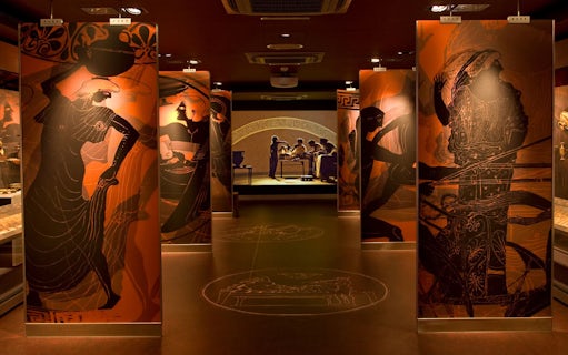 Exhibit of ancient Greek art at Athens Museum of Cycladic Art.