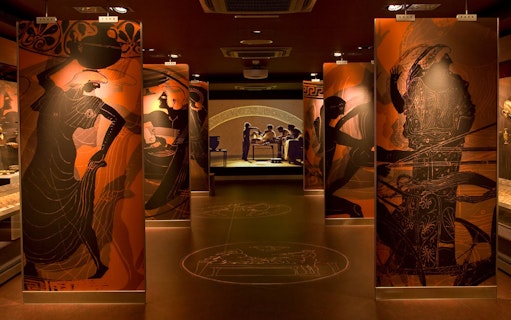 Exhibit of ancient Greek art at Athens Museum of Cycladic Art.
