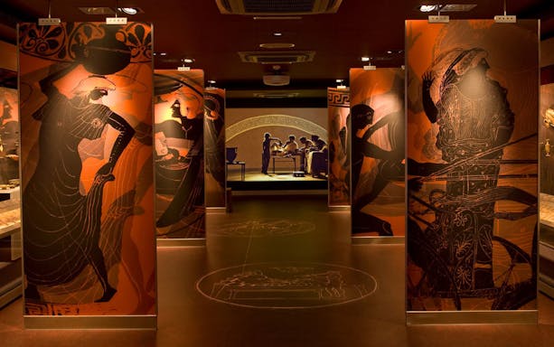 Exhibit of ancient Greek art at Athens Museum of Cycladic Art.