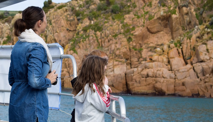 Cape Woolamai coastline view from Phillip Island morning cruise.